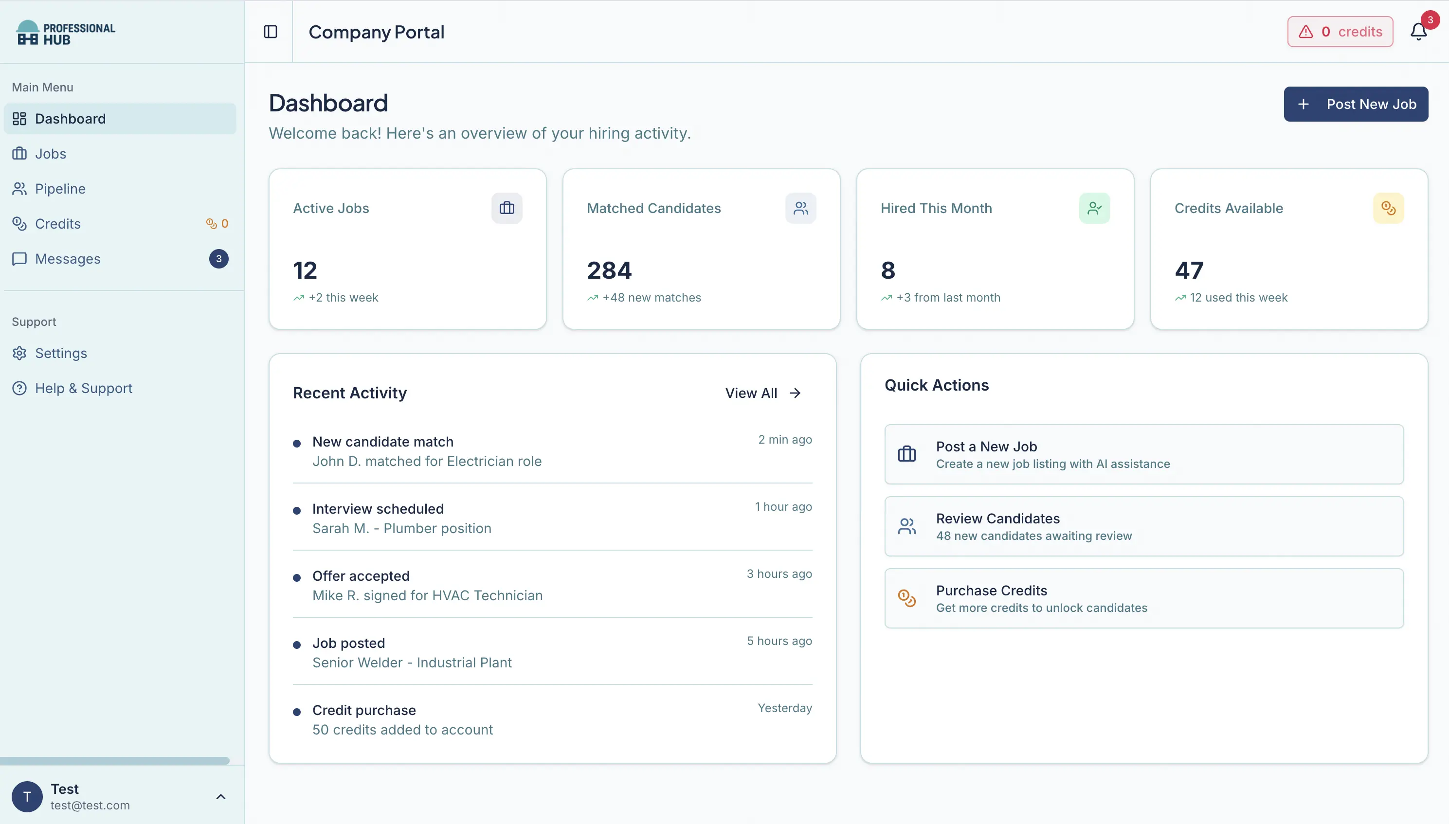Professional Hub Company Portal